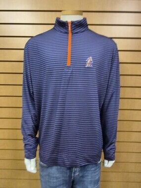 HL Sport Mens Blue Stripe Quarter Zip Pullover Size Medium
